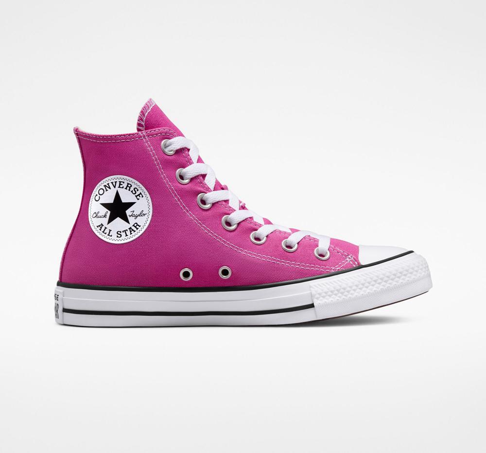 Active Fuchsia / White / Black Converse Chuck Taylor All Star Seasonal Color Unisex Men's High Tops US | 31259-YGBQ