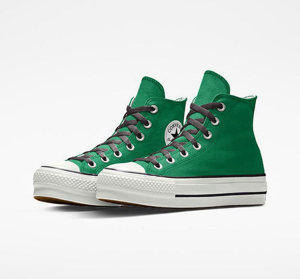 Amazon Green Converse Custom Chuck Taylor All Star Lift Canvas By You Unisex High Top Women's Platform Shoes US | 87306-SGPI