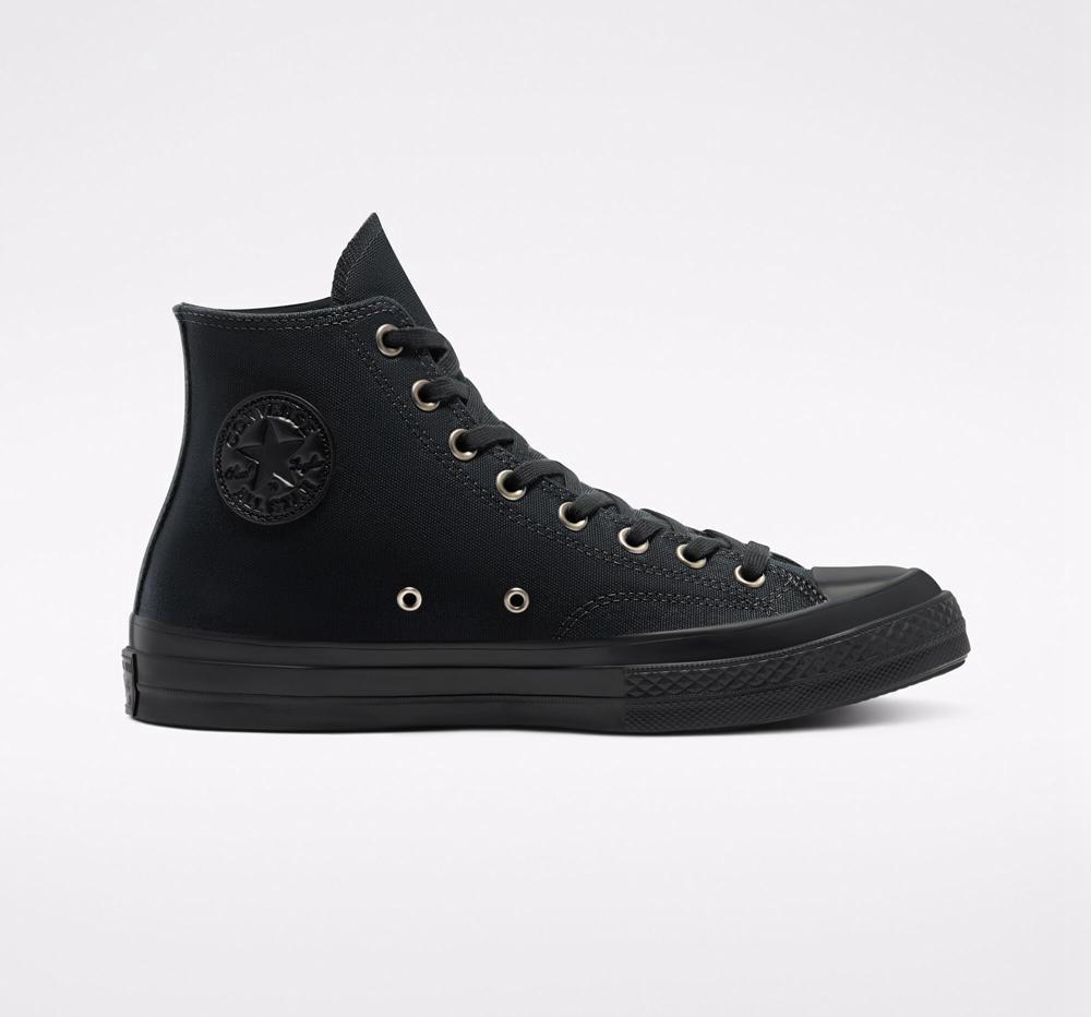 Black / Almost Black / Black Converse Chuck 70 Vintage Canvas Unisex Men's High Tops US | 68059-HTUR