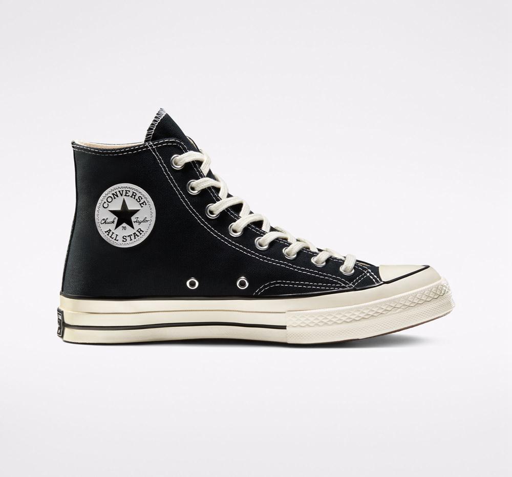 Black / Black / Egret Converse Chuck 70 Vintage Canvas Unisex Women's High Tops US | 01368-WINR