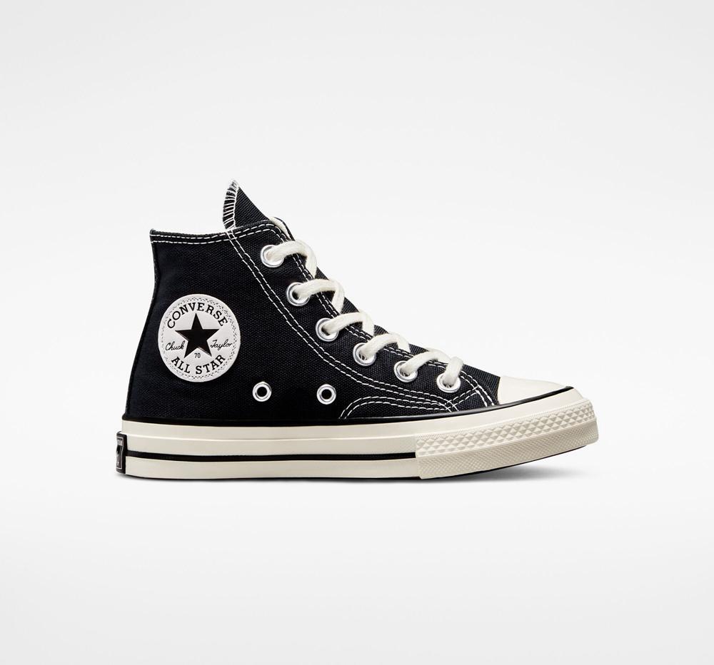 Black / Black / Egret Converse Chuck 70 Vintage Canvas Little Kids Boys' High Tops US | 78026-RQUG