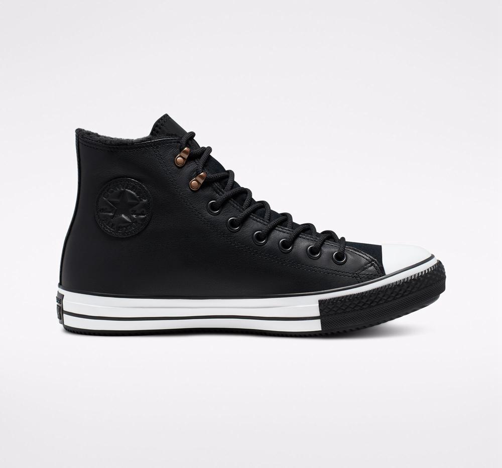 Black / Black / White Converse Chuck Taylor All Star Winter Gore Tex Unisex Men's High Tops US | 13485-VZIT