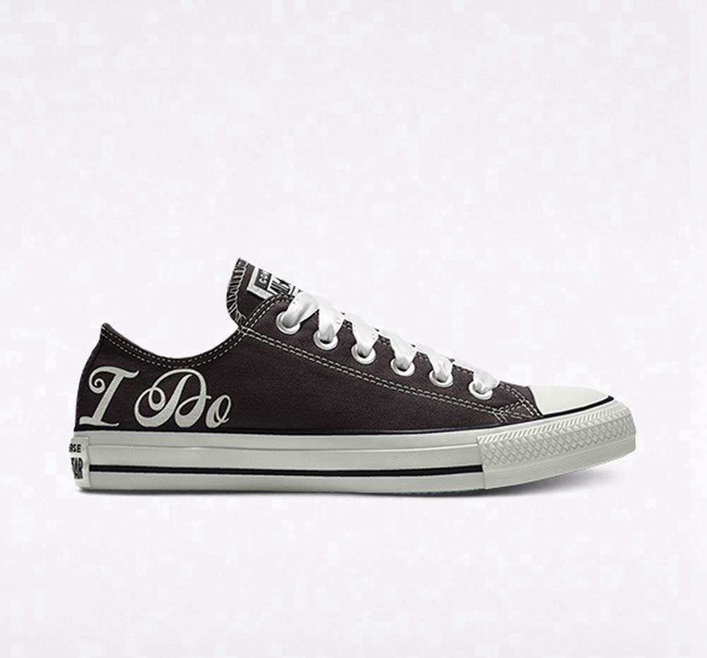 Black Converse Custom Chuck Taylor All Star Wedding By You Unisex Men's Low Tops US | 73524-QVJG