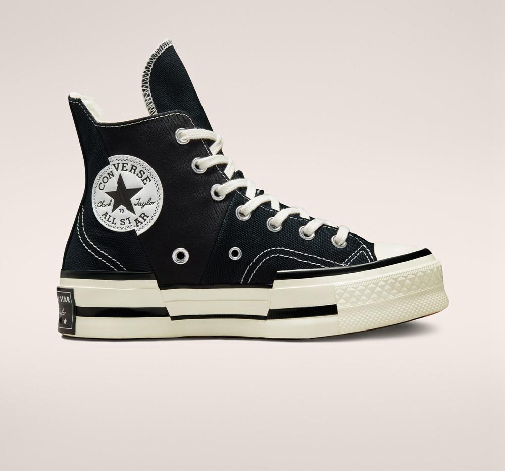 Black / Egret / Black Converse Chuck 70 Plus Unisex Women's High Tops US | 41396-ZPLO