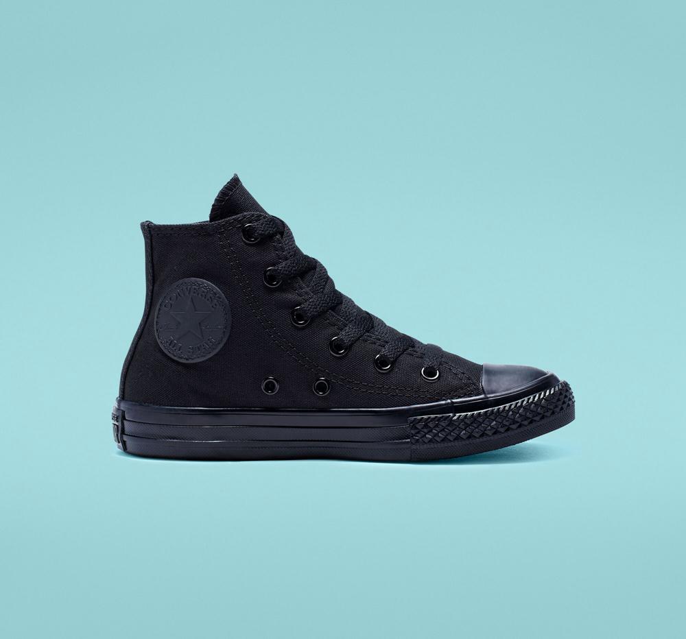 Black Monochrome Converse Chuck Taylor All Star Classic Little Kids Boys' High Tops US | 03492-ADPX