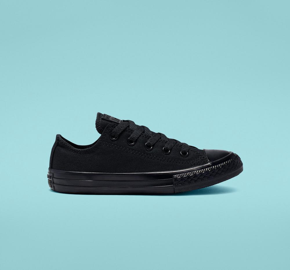 Black Monochrome Converse Chuck Taylor All Star Classic Little Kids Boys' Low Tops US | 04153-WKEC