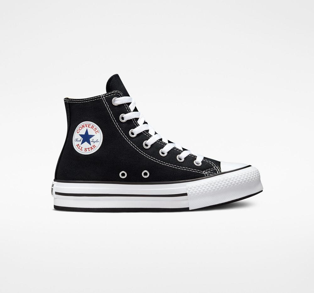 Black / White / Black Converse Chuck Taylor All Star Lift Platform Big Kids Girls' High Tops US | 52497-ABNO