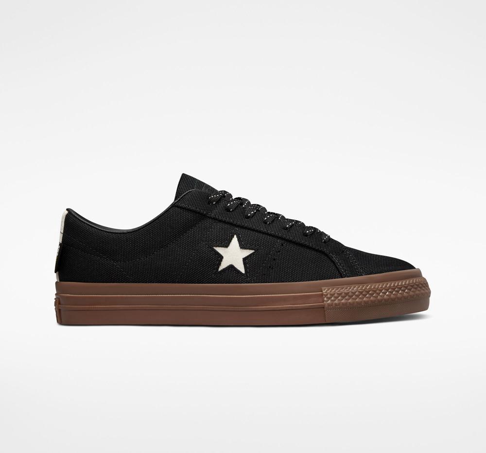 Black / White / Dark Gum Converse One Star Pro Cordura Canvas Skate Women's Low Tops US | 15920-WHLO