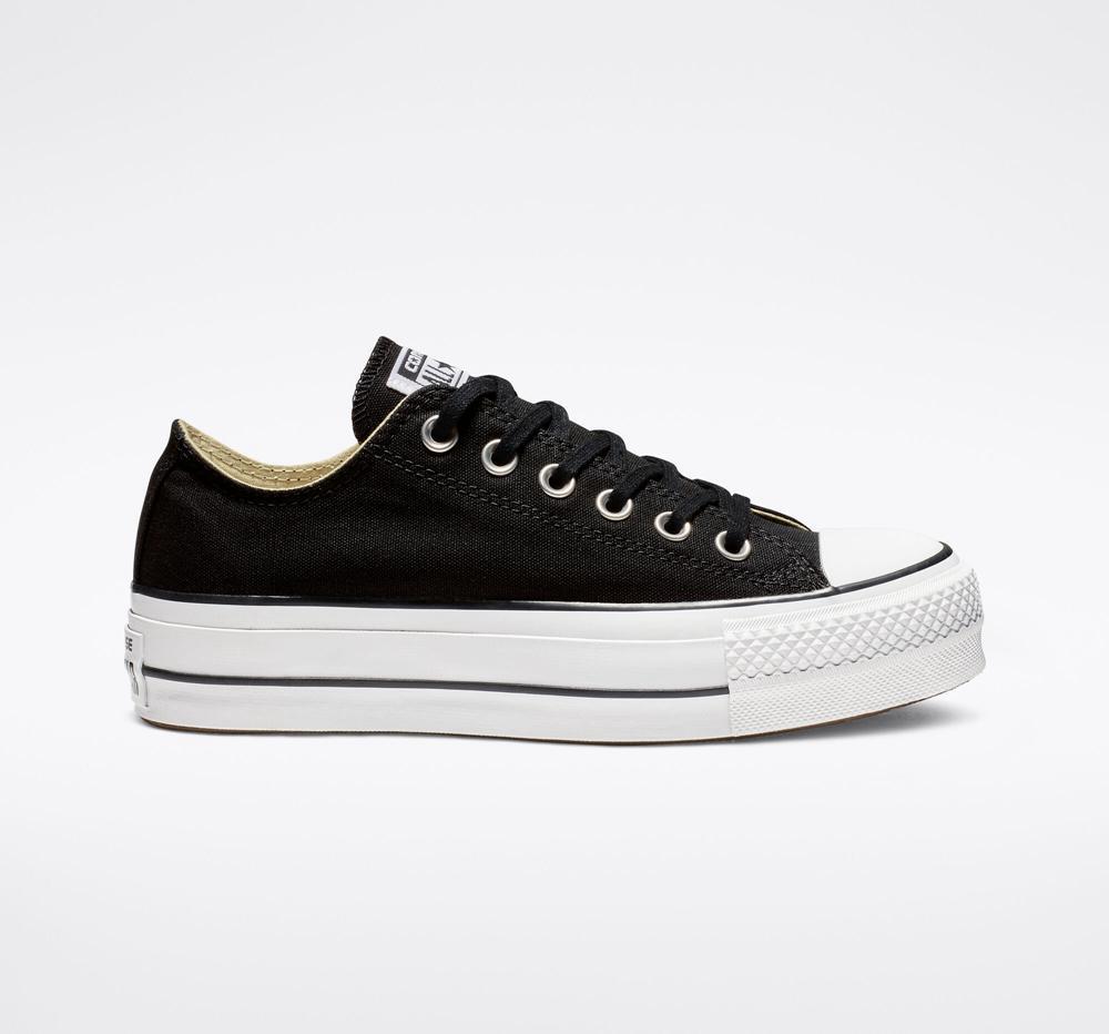 Black / White / White Converse Chuck Taylor All Star Lift Platform Canvas Women's Low Tops US | 58163-VJAE