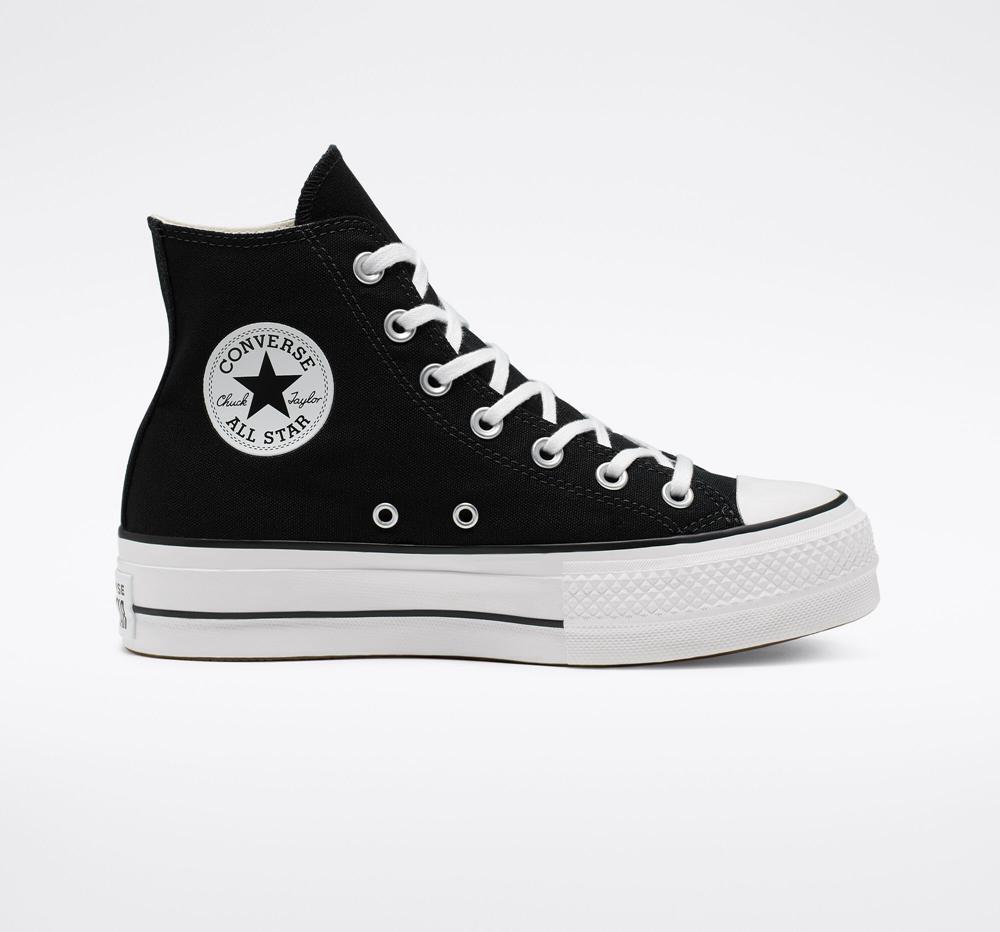 Black / White / White Converse Chuck Taylor All Star Lift Platform Canvas Women's High Tops US | 75124-NHXE