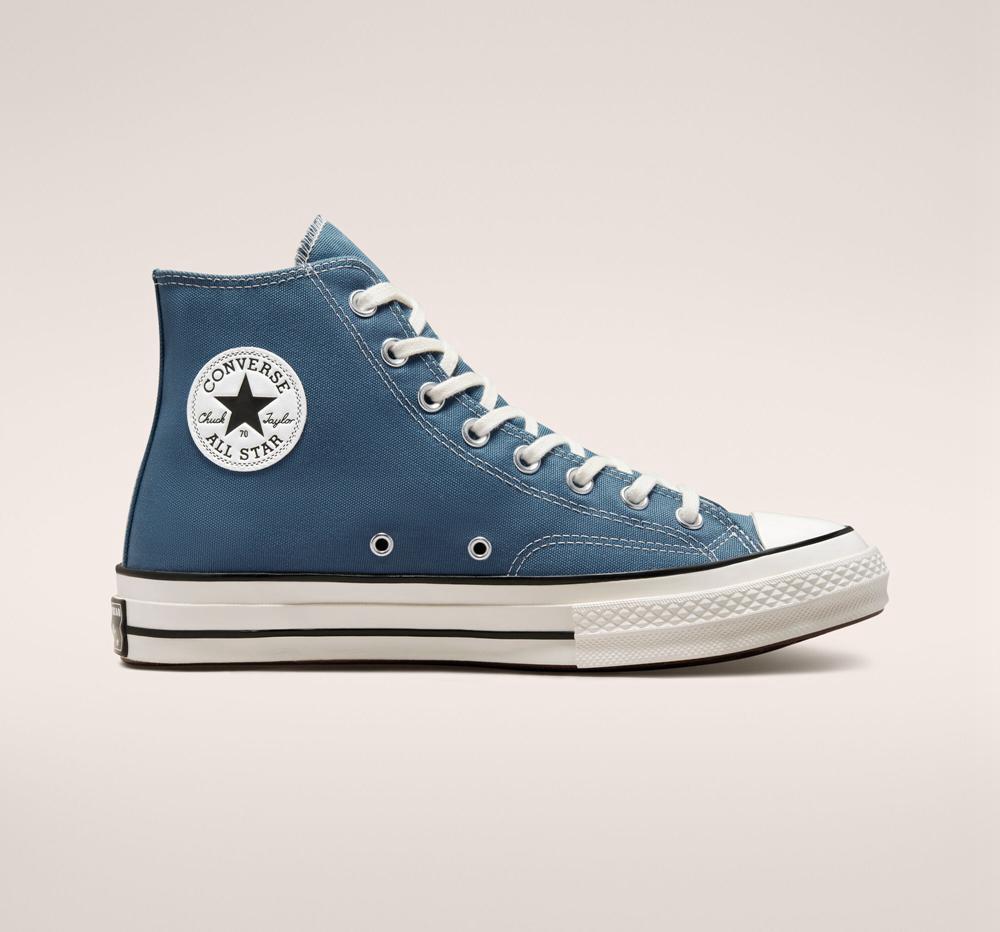 Blue Deep Waters / Egret / Black Converse Chuck 70 Vintage Canvas Unisex Women's High Tops US | 02459-RSBT