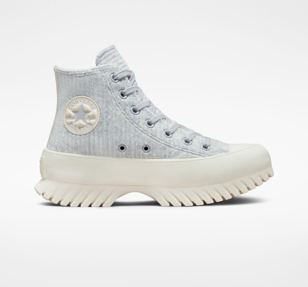 Blue Gravel / Egret Converse Chuck Taylor All Star Lugged 2.0 Velour Unisex High Top Men's Platform Shoes US | 08976-HRYF