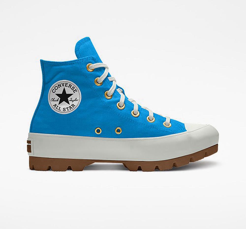 Blue Hero Converse Custom Chuck Taylor All Star Lugged Platform By You Unisex Women's High Tops US | 64307-GBAE