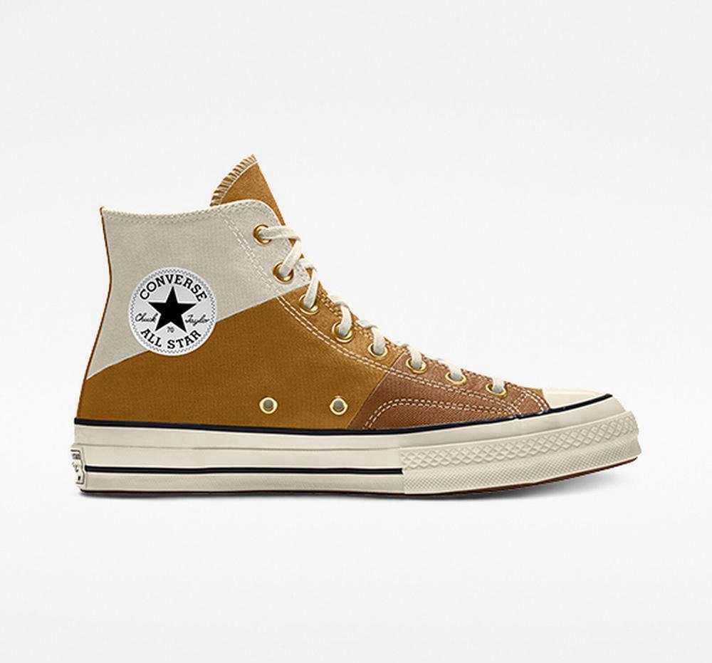 Brown Converse Custom Chuck 70 Patchwork By You Unisex Men's High Tops US | 28670-XGQS