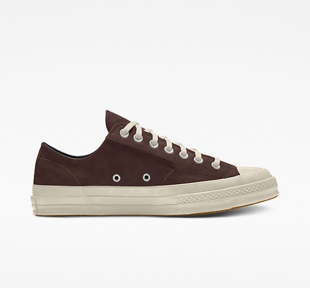 Brown Converse Custom Chuck 70 Suede By You Unisex Men's Low Tops US | 27654-IXUV