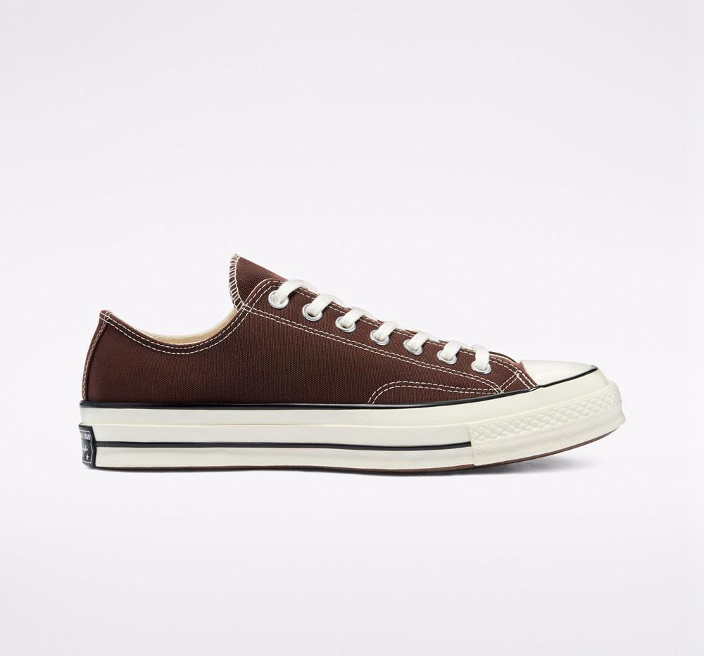 Brown Dark Root / Black / Egret Converse Chuck 70 Vintage Canvas Unisex Women's Low Tops US | 98061-UPOA