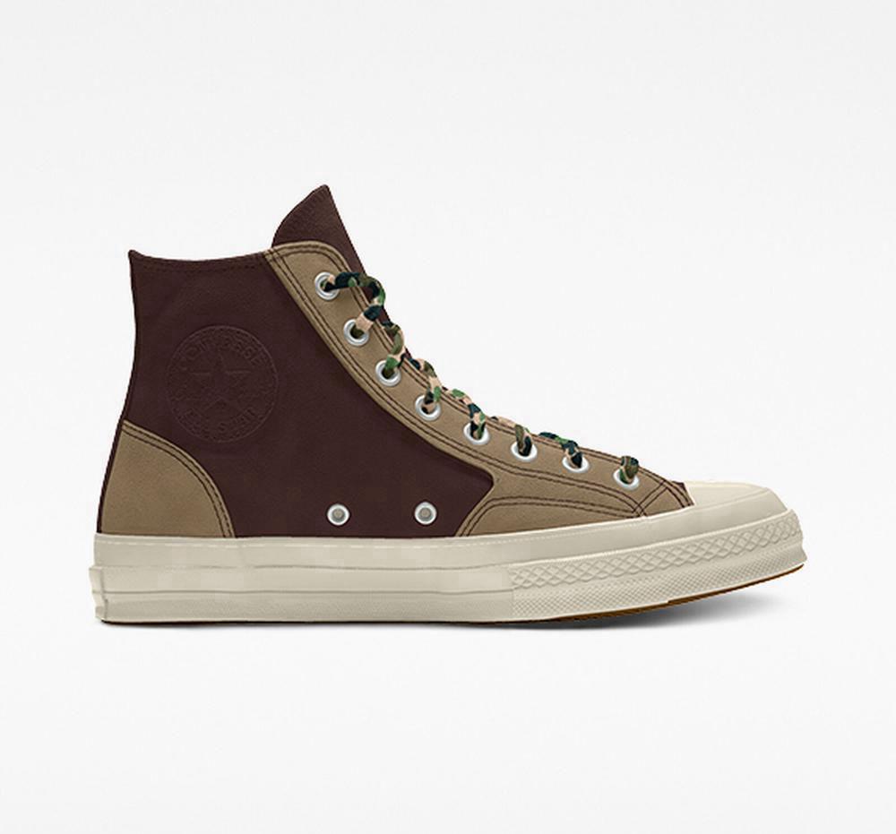 Brown Dark Root Converse Custom Chuck 70 Suede By You Unisex Men's High Tops US | 72583-OICM