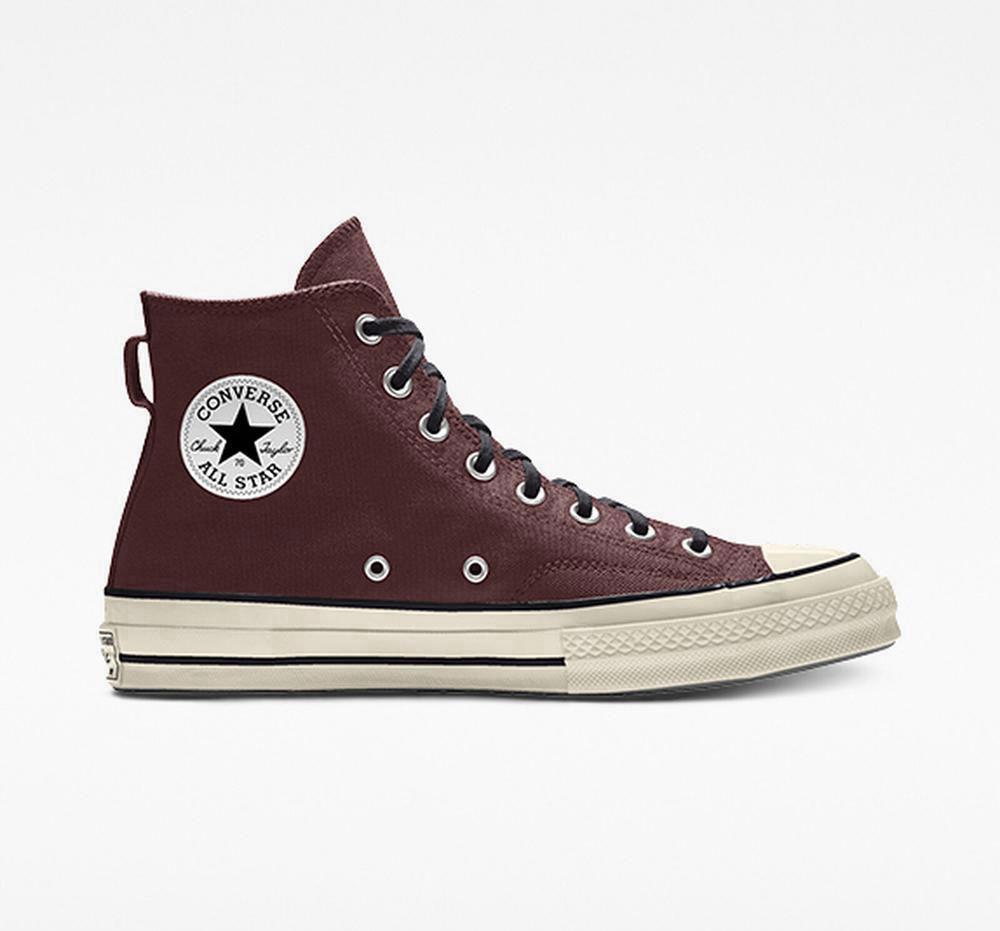 Brown Eldorado Converse Custom Chuck 70 Vintage Canvas By You Unisex Men's High Tops US | 04189-TRNW