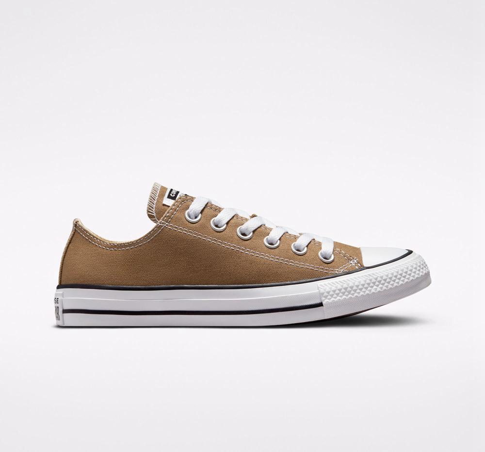 Brown Sand Dune / White / Black Converse Chuck Taylor All Star Seasonal Color Unisex Men's Low Tops US | 47293-MCLO