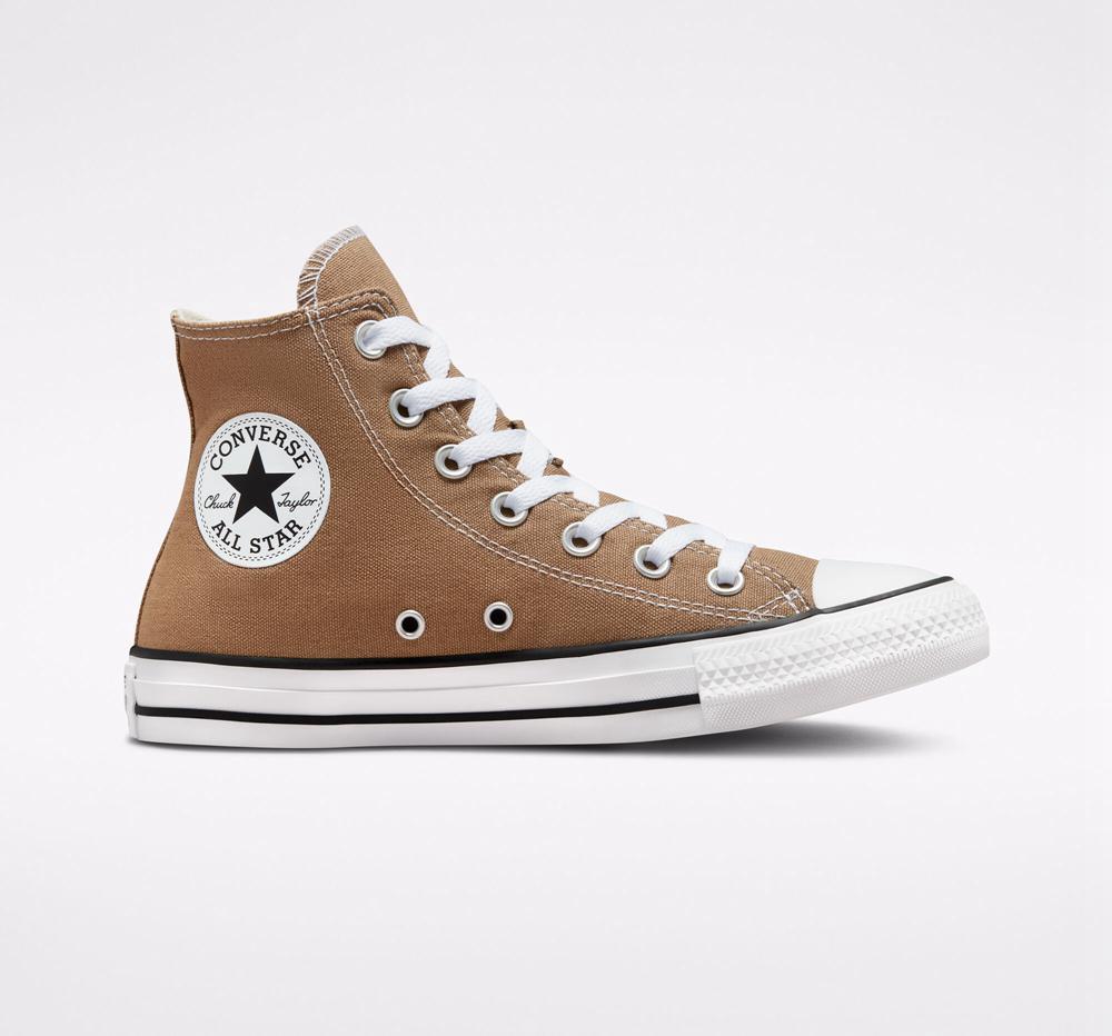 Brown Sand Dune / White / Black Converse Chuck Taylor All Star Seasonal Color Unisex Women's High Tops US | 65817-HAWO