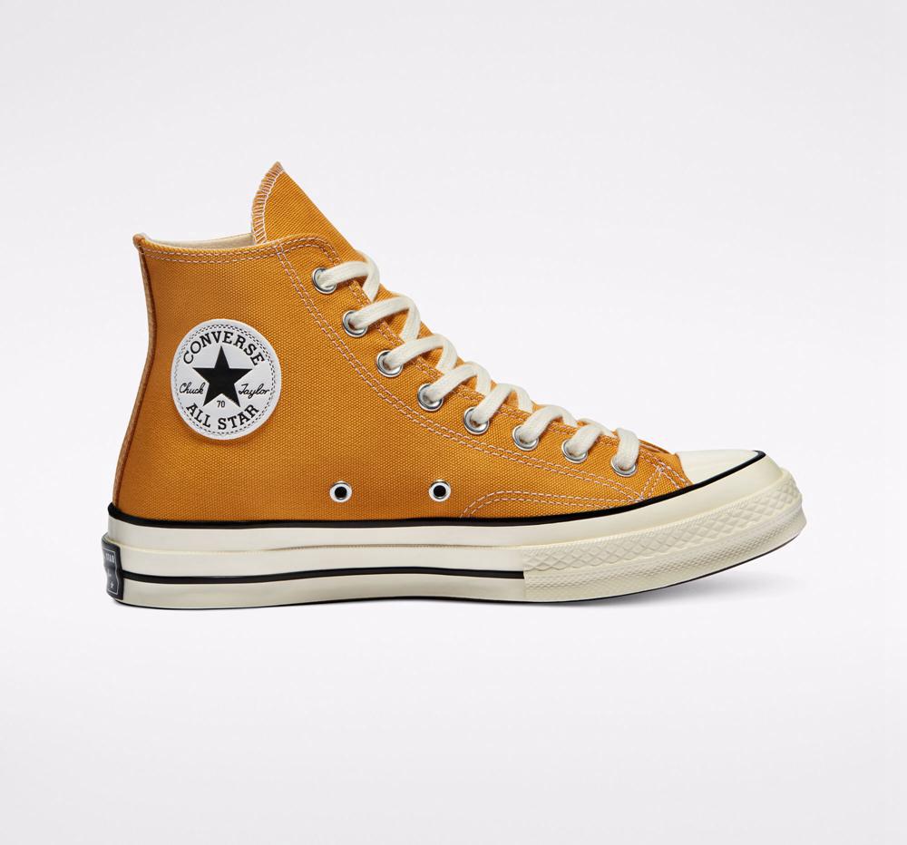 Brown Sunflower / Black / Egret Converse Chuck 70 Vintage Canvas Unisex Men's High Tops US | 01436-ICOZ