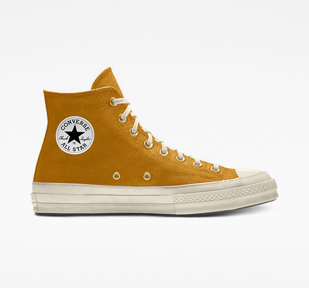 Brown Sunflower Converse Custom Chuck 70 Vintage Canvas By You Unisex Women's High Tops US | 45263-ZCDN