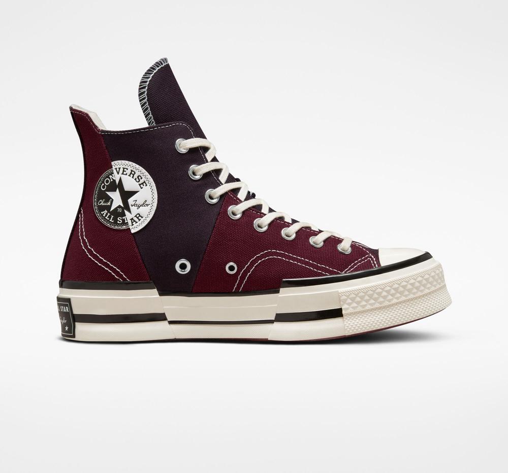 Burgundy Dark Beetroot / Egret / Black Converse Chuck 70 Plus Unisex Women's High Tops US | 06438-CQKJ