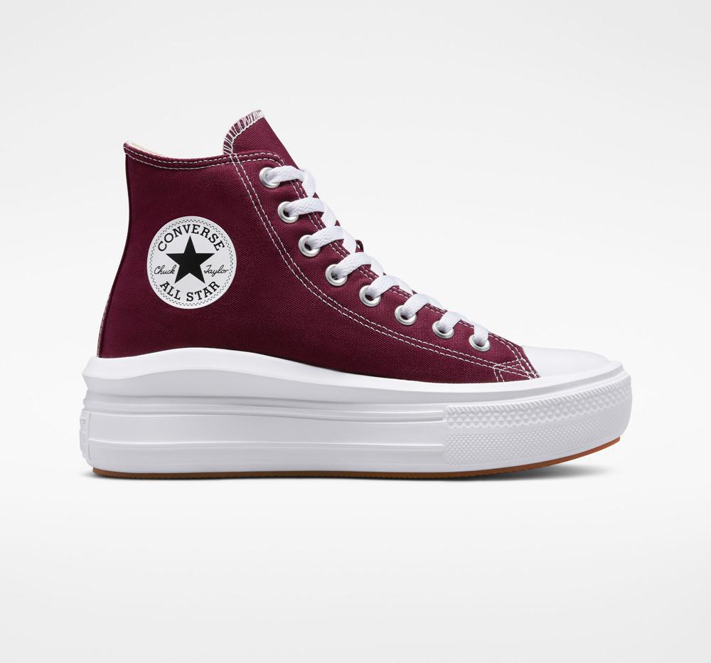 Burgundy Dark Beetroot / White / White Converse Chuck Taylor All Star Move Platform Women's High Tops US | 43859-IVSU