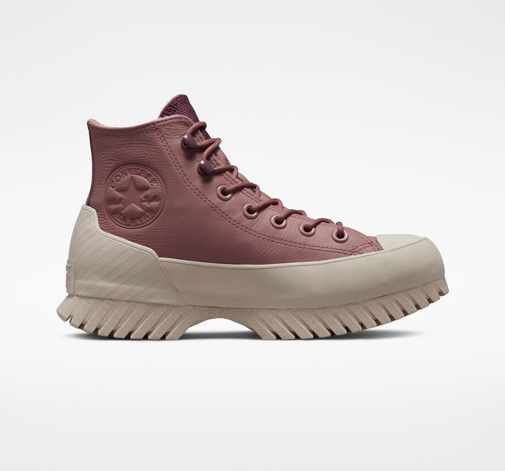 Burgundy Saddle / Dark Wine / Papyrus Converse Chuck Taylor All Star Lugged 2.0 Counter Climate Unisex Men's Boots US | 04368-GWPA