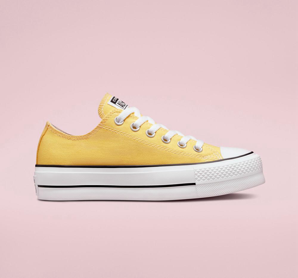 Butter Yellow Converse Chuck Taylor All Star Lift Platform Surplus Canvas Unisex Women's Low Tops US | 98052-KFIO