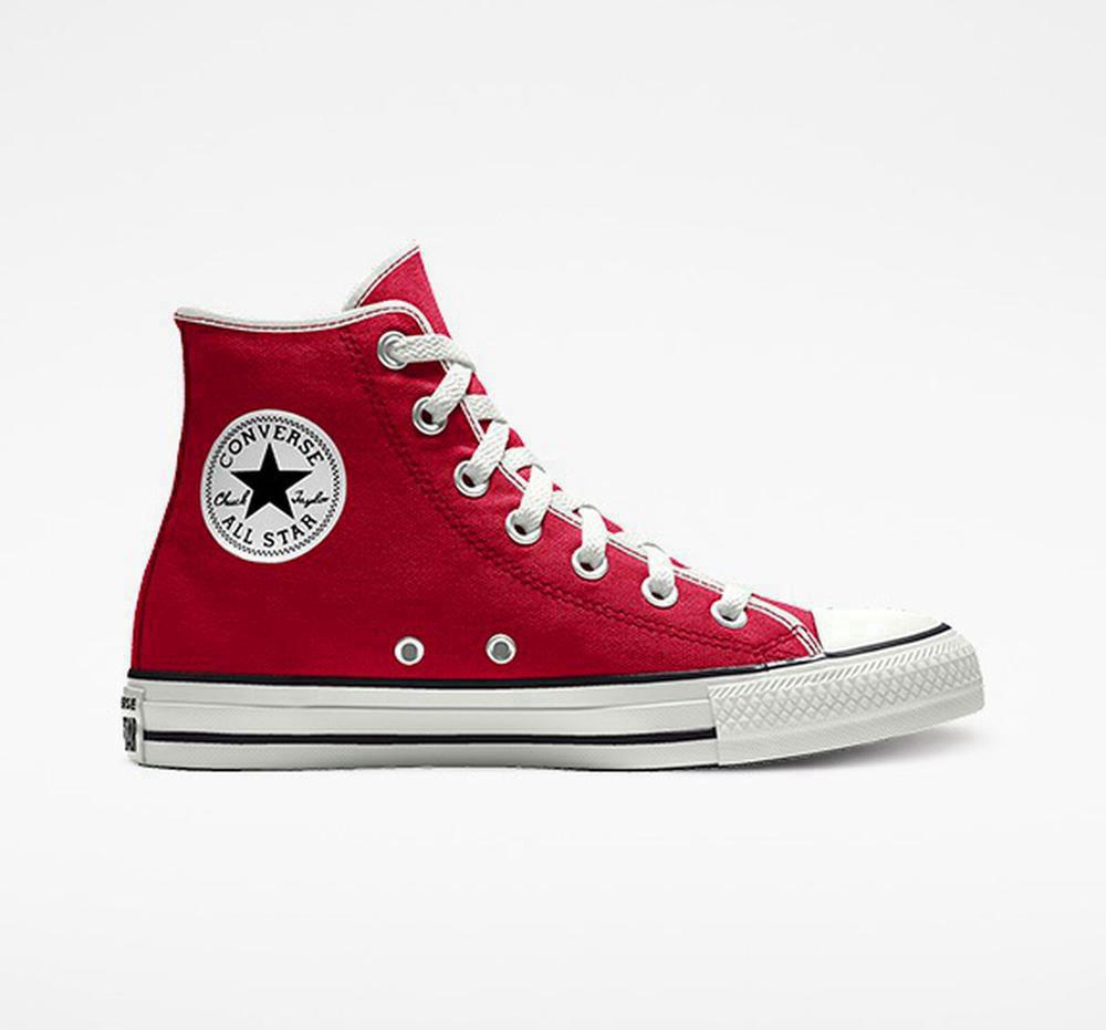 Casino Red Converse Custom Chuck Taylor All Star By You Unisex Men's High Tops US | 93862-NAZP