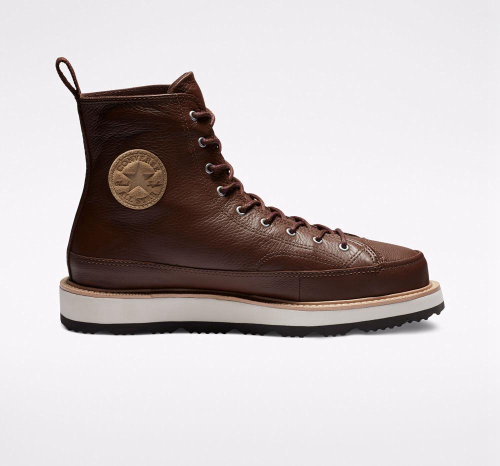 Chocolate / Light Fawn / Black Converse Chuck Taylor Crafted Unisex Women's Boots US | 09251-LGIP