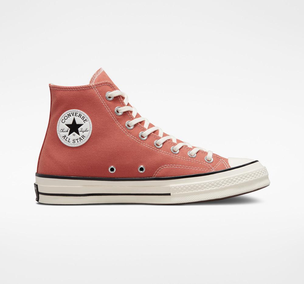 Coral Brushed Brass / Egret / Black Converse Chuck 70 Vintage Canvas Unisex Men's High Tops US | 02743-DVKP