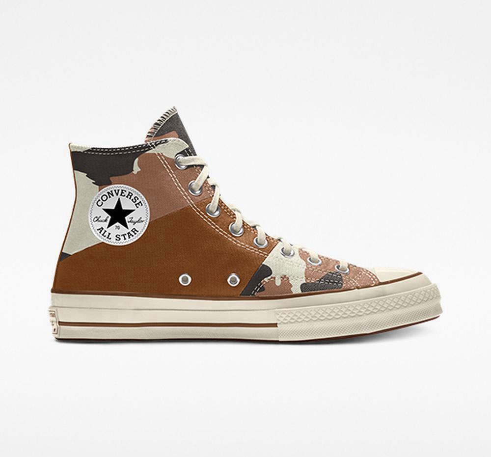 Cow Brown Converse Custom Chuck 70 Patchwork By You Unisex Men's High Tops US | 27315-IHTA