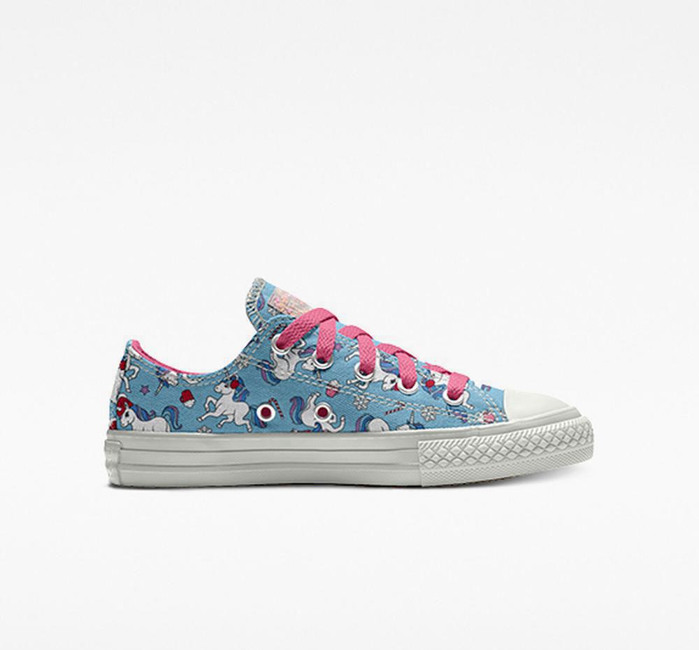 Cozy Unicorn Blue Converse Custom Chuck Taylor All Star By You Little Kids Boys' Low Tops US | 14350-ZNXW