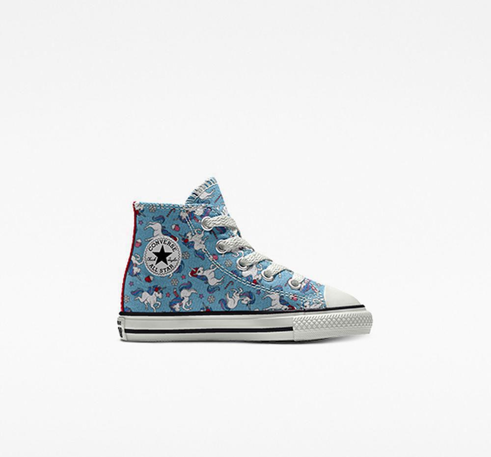 Cozy Unicorn Blue Converse Custom Chuck Taylor All Star By You Toddler Girls' High Tops US | 29461-QTBC