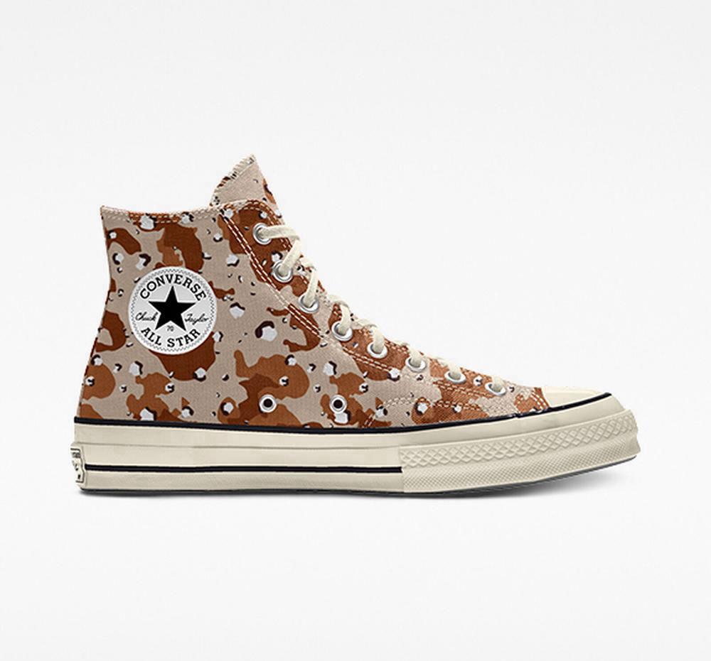 Desertcamo Brown Converse Custom Chuck 70 Vintage Canvas By You Unisex Women's High Tops US | 78134-DQEB