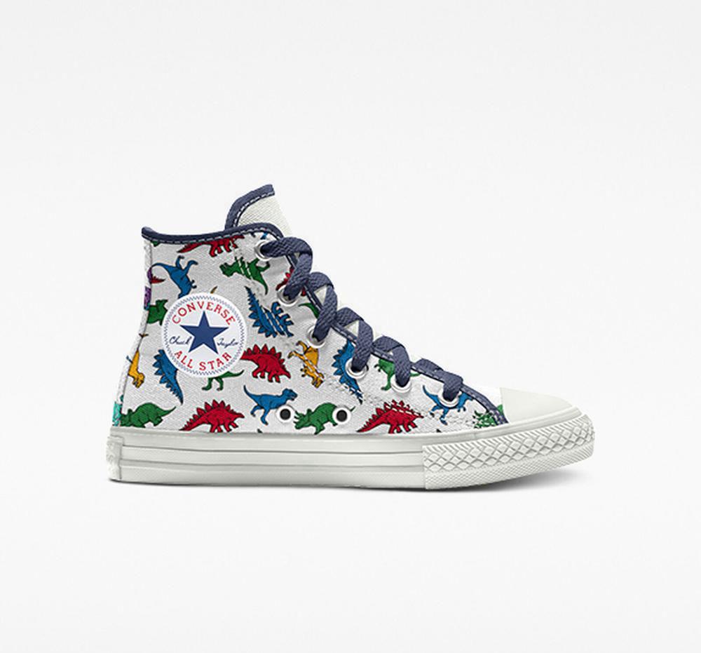 Dinosaur Multicolor Converse Custom Chuck Taylor All Star By You Little Kids Boys' High Tops US | 51803-LGUD