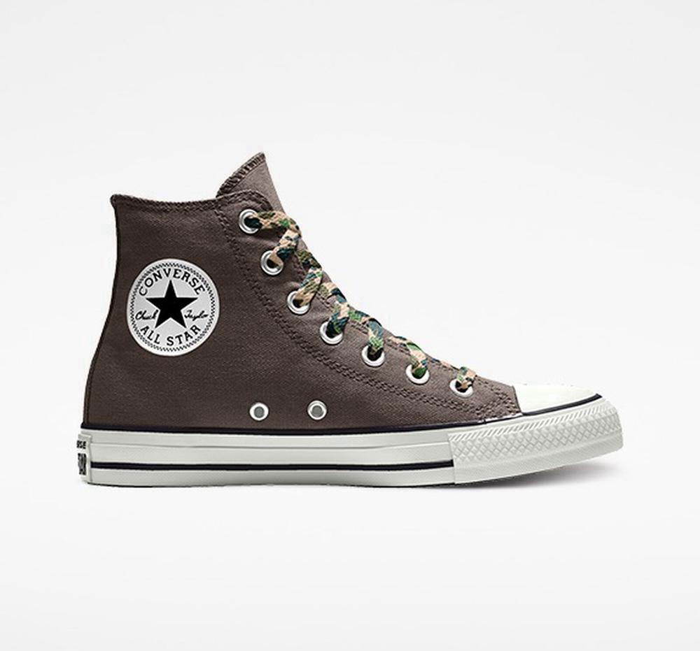 Engine Smoke Camo Lace Converse Custom Chuck Taylor All Star By You Unisex Women's High Tops US | 46903-KUPT