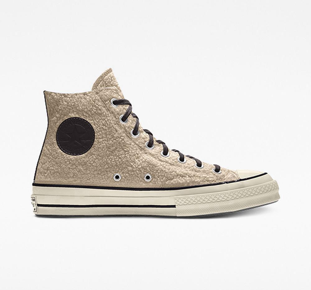 Gold Farro Converse Custom Chuck 70 Sherpa By You Unisex Women's High Tops US | 93286-QSDL