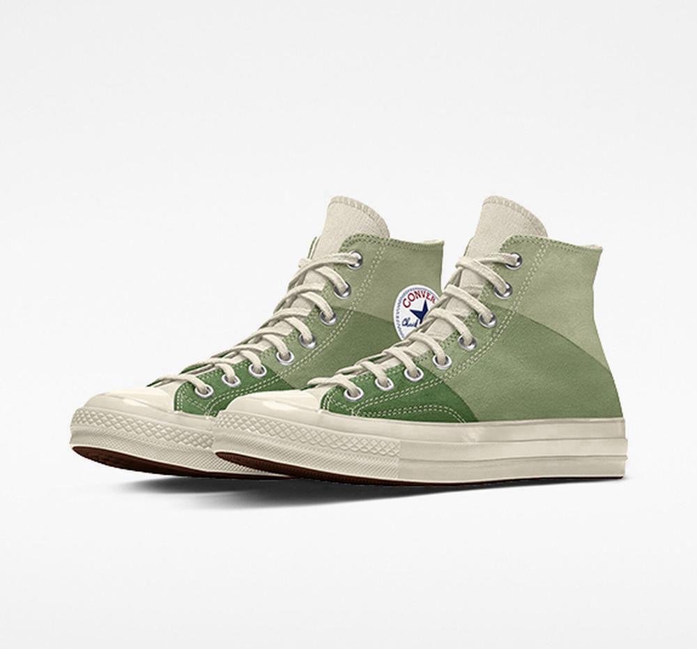 Green Converse Custom Chuck 70 Patchwork By You Unisex Men's High Tops US | 54872-XRYP