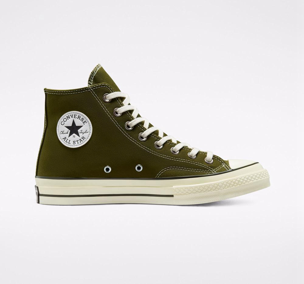 Green Dark Moss / Egret / Black Converse Chuck 70 Vintage Canvas Unisex Men's High Tops US | 67859-TEDO