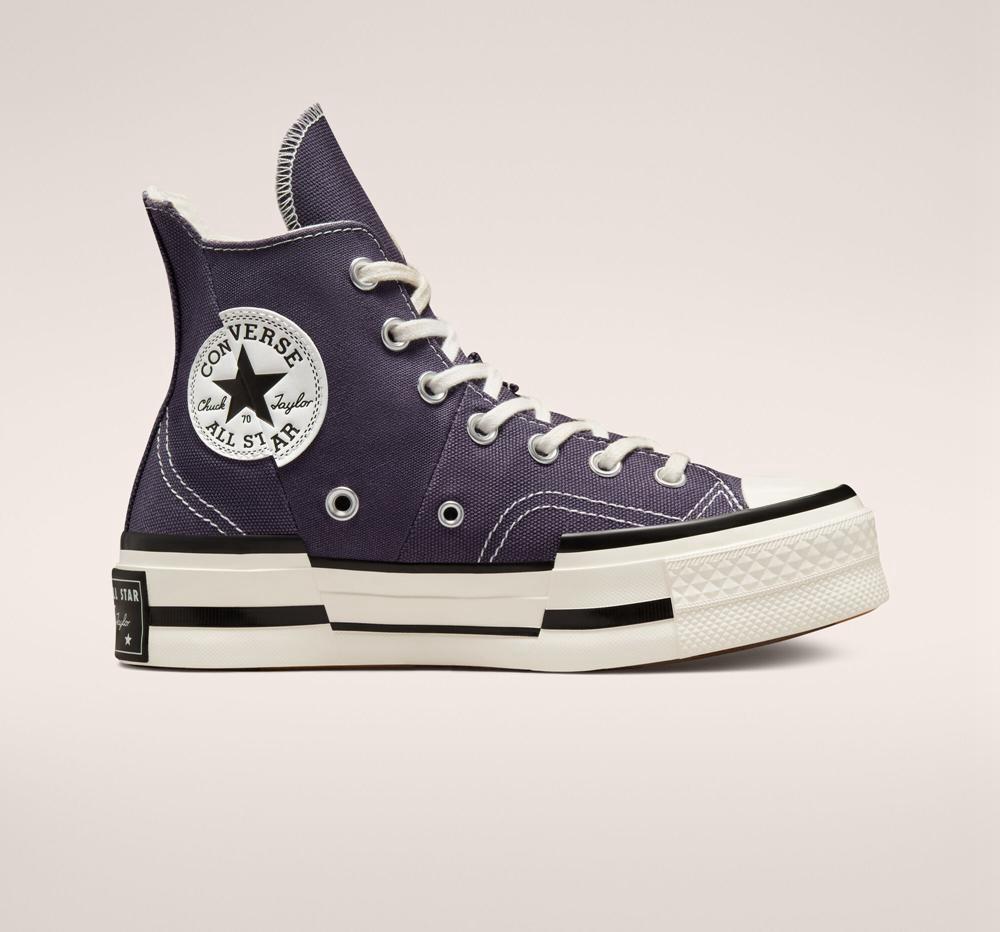 Green Dark Raisin / Egret / Black Converse Chuck 70 Plus Unisex High Top Men's Platform Shoes US | 80615-RSIP