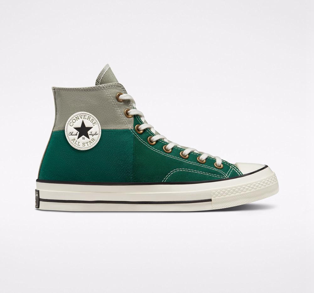 Green Light Field Surplus Converse Chuck 70 Colorblocked Unisex Women's High Tops US | 07945-FTCS