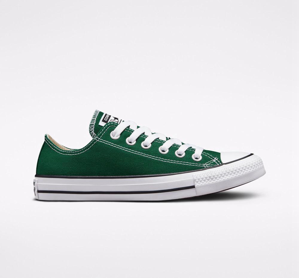 Green Midnight Clover / White / Black Converse Chuck Taylor All Star Seasonal Color Unisex Men's Low Tops US | 03798-XBLI