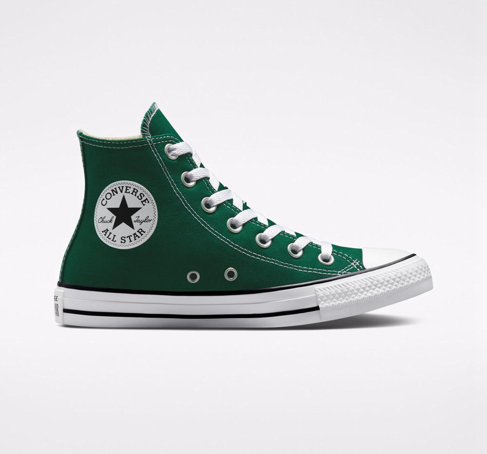 Green Midnight Clover / White / Black Converse Chuck Taylor All Star Seasonal Color Unisex Men's High Tops US | 58360-NYQW