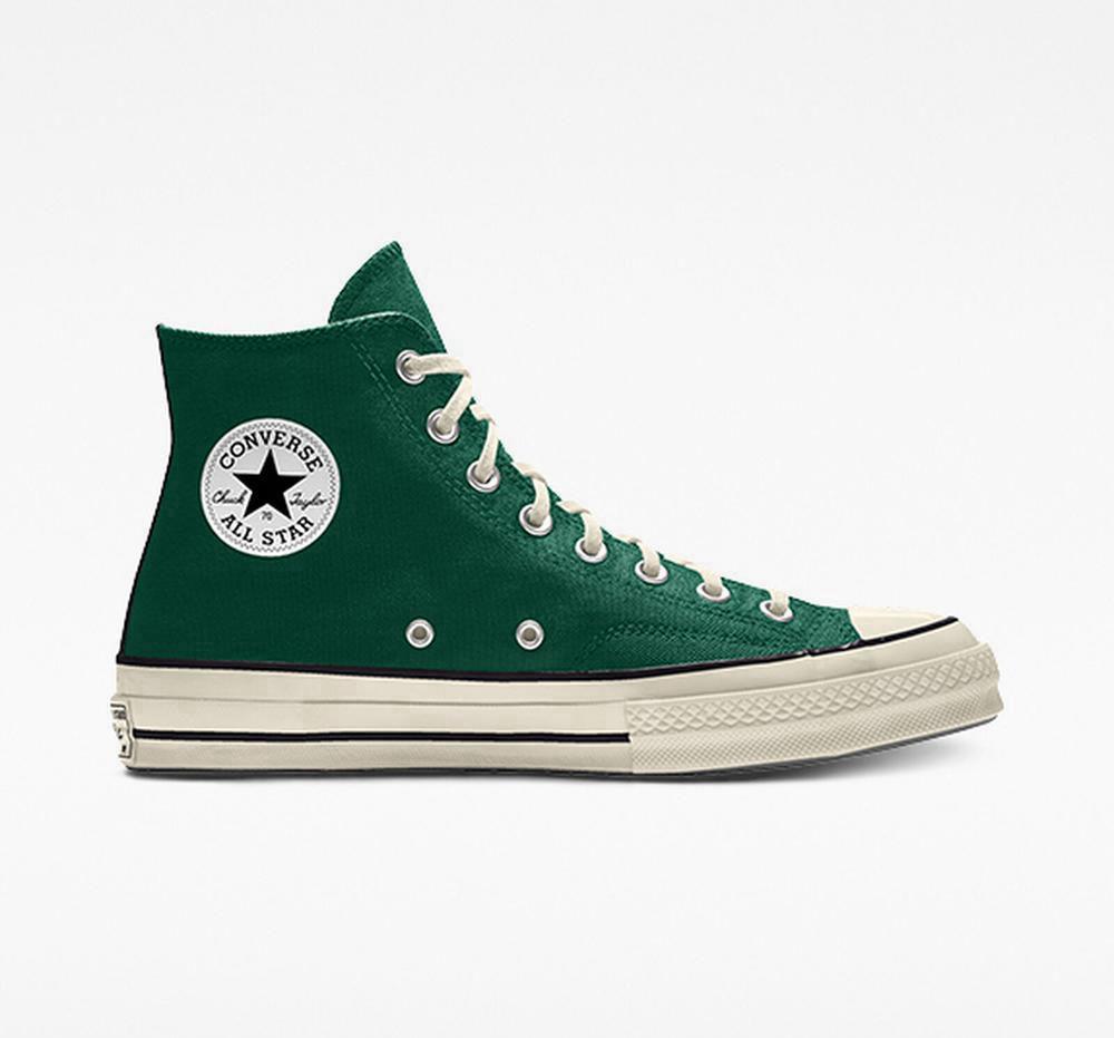 Green Midnightclover Converse Custom Chuck 70 Vintage Canvas By You Unisex Men's High Tops US | 47231-VMNP