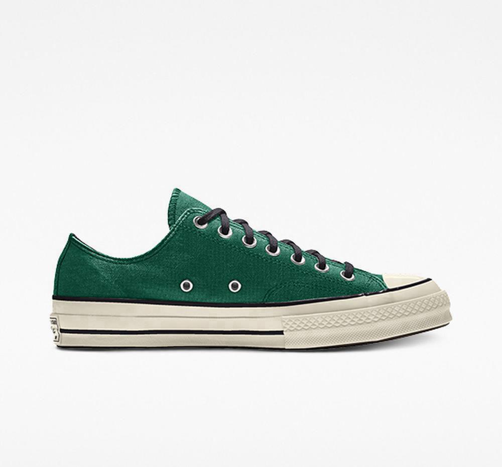 Green Midnightclover Converse Custom Chuck 70 Vintage Canvas By You Unisex Men's Low Tops US | 83490-LNTU