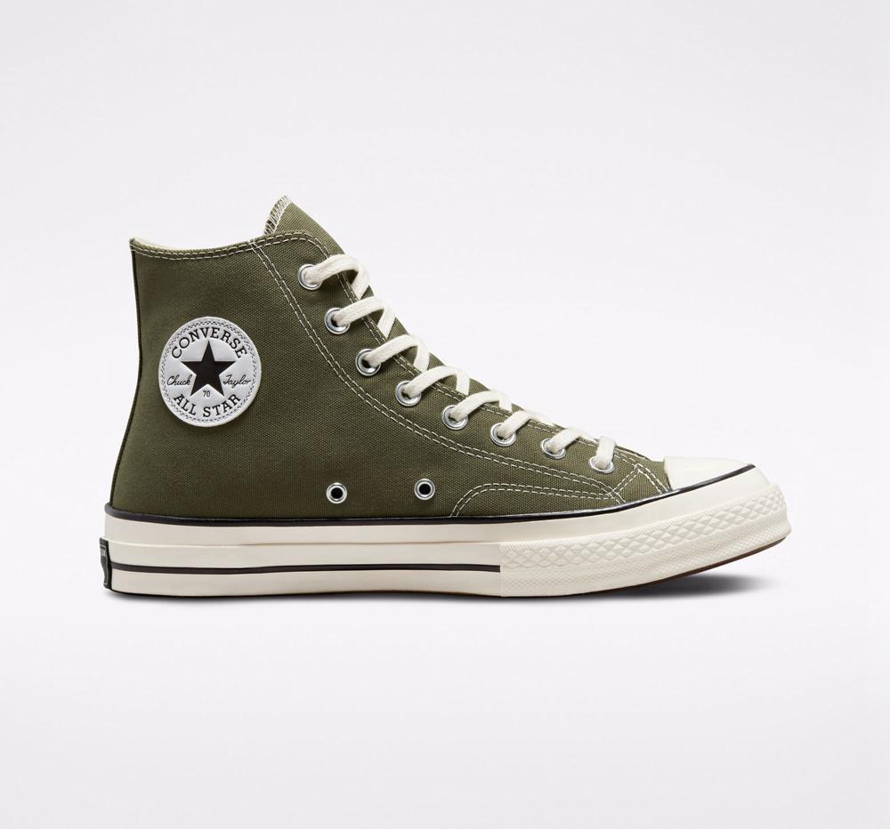 Green Utility / Egret / Black Converse Chuck 70 Vintage Canvas Unisex Men's High Tops US | 78369-SZIW