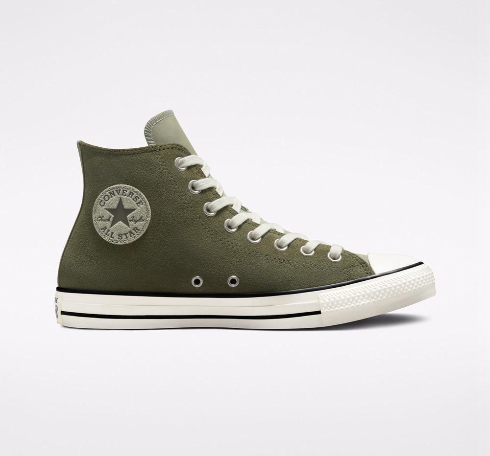 Green Utility / Light Field Surplus Converse Chuck Taylor All Star Earthy Suede Unisex Women's High Tops US | 53618-NFDE